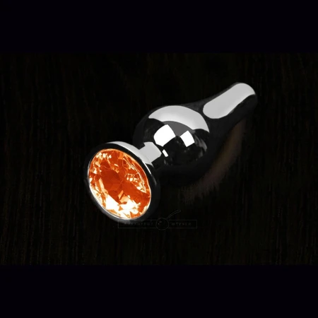 Analni čep je mali sa narandžastim kristalom, srebrno-slane stvari, 8,5 cm