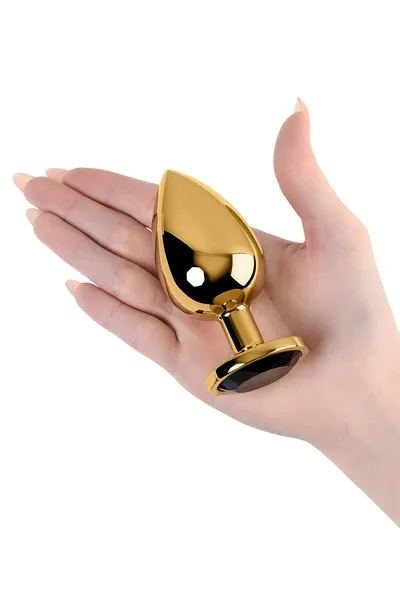 Analna čaura Metal bi TOIFA, metal, zlato, sa crnim kristalom, 9,5 cm, Ø 4 cm, 145 g