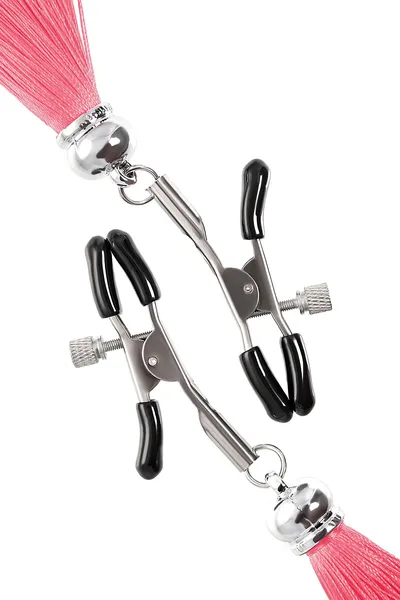 Pecado BDSM kopče za bradavice, štipaljke, sa svilenim resicama, metal, roze