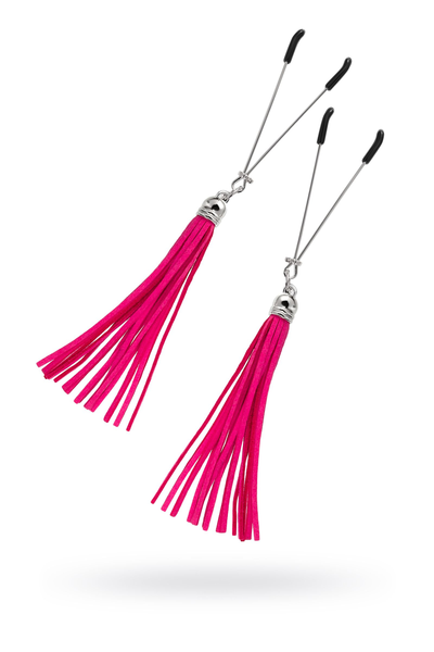 Pecado BDSM kopče za bradavice, viljuške, sa resicama od antilopa, metal, fuxija