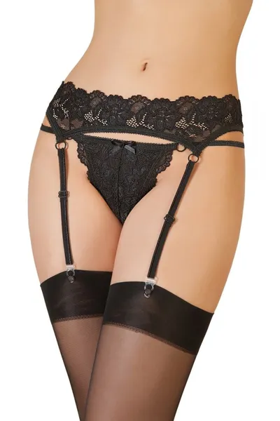 Kolekcija Erolanta Lingerie: pojas za čarape i tange čipke, crne (50-52)