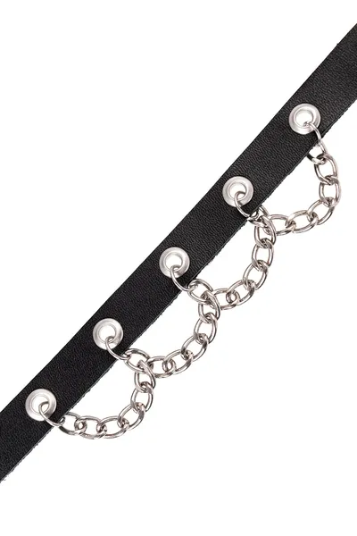 Choker Pecado BDSM, sa lancem, koža, crna