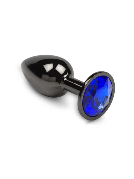 Analni čep mali sa kristalom, grafit-slane stvari, 6 cm Plava