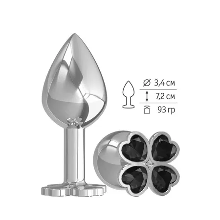 Srednja analna čaura Srebrna detelina sa crnim kristalom