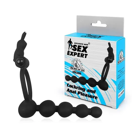 Prsten erekcija sa analnim stimulatorom i vibracijom boja crna, l 130 mm d 22k29k31 mm art. se