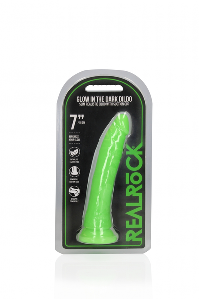 Slim dildo na usisnoj čaši Luminiscentni-18 cm