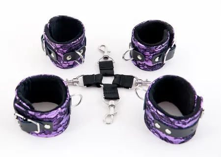 TOIFA Marcus čipkasti vezni komplet (kvačilo, lisice i okovi), roze