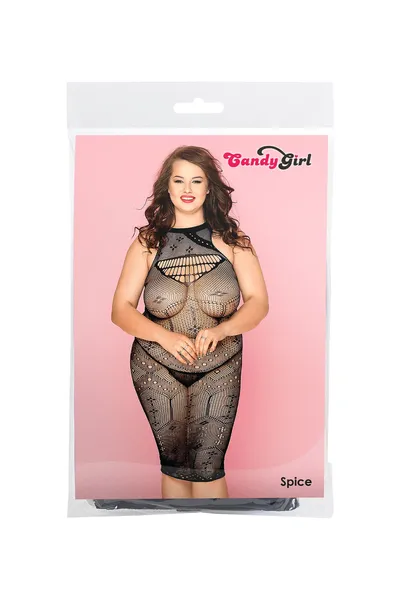 Mrežasta haljina i tange Candi Girl Spice Crna, 2XL