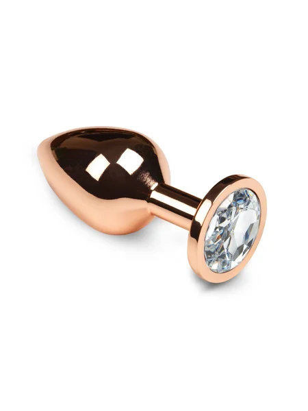 Slane stvari - zlatni Analni čep sa kristalom, 7k3 cm (beli)