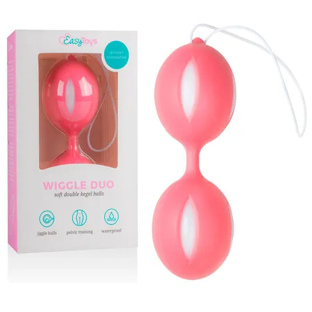 Ružičaste kuglice za vežbanje sa belim umetcima Viggle Duo Kegel Ball