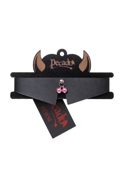 Choker-ovratnik Pecado BDSM, sa tamburicama, koža, crna