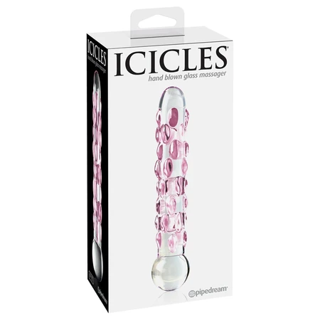 Stakleni stimulator Icicles No. 7 - Clear/Pink