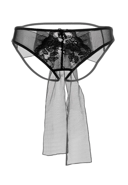 Erotske Gaćice Erolanta Lingerie Collection od mrežaste mrežice sa mašnom, crne (42-44)