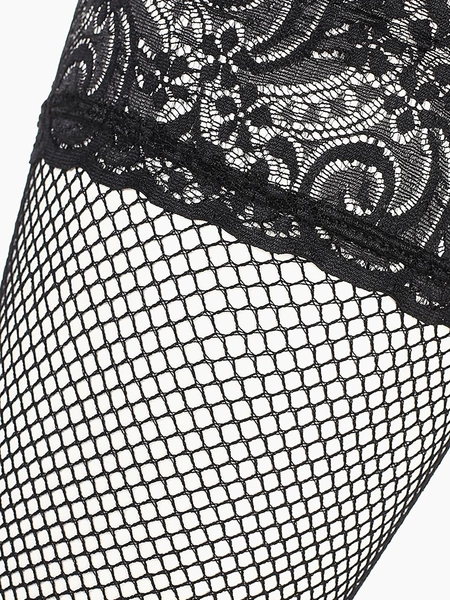 Čarape sa finom mrežicom sa crnom čipkastom elastikom (Sense) L / XL