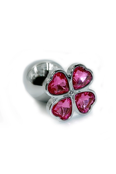 Srebrni Analni čep sa jarko ružičastim kristalima u obliku cveta (mali)