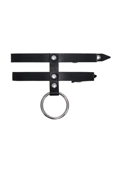 Ogrlica Pecado BDSM, od dve trake, koža, crna