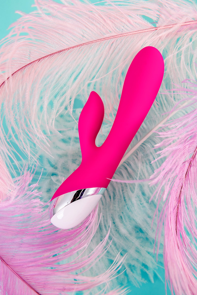 Vibrator sa L'eroina klitoralnim stimulatorom, silikon, roze, 19 cm