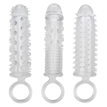 Set od tri dodatka za penis PIECE TEXTURED EXTENSION SET