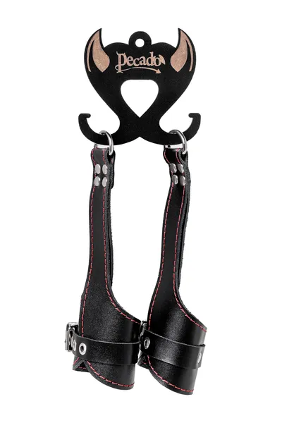 Pecado BDSM gimbal, mekan  sa crvenim šavovima, koža, crna