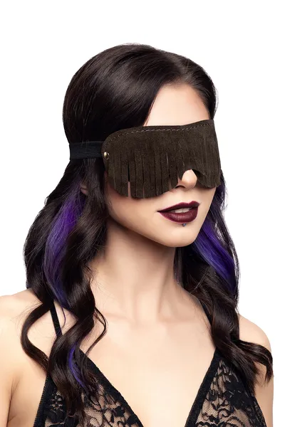 Pecado BDSM Maska, sa resama, prirodni velur, braon