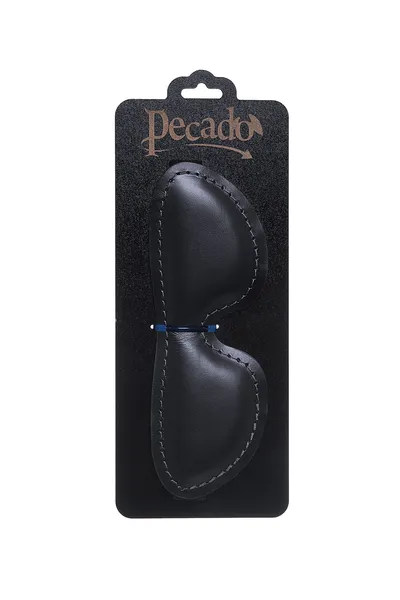 Pecado BDSM Maska, mekana zatvorena ovalna, prirodna koža, crna