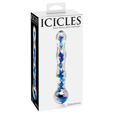 Stakleni stimulator Icicles No. 8 - Clear/Blue