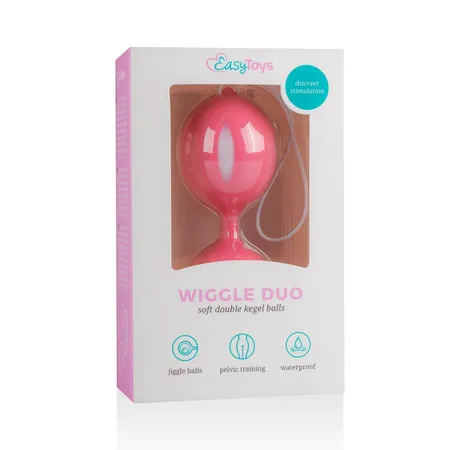 Ružičaste kuglice za vežbanje sa belim umetcima Viggle Duo Kegel Ball