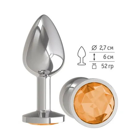 Srebrna analna čaura sa narandžastim kristalom mala