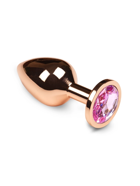 Slane stvari - zlatni Analni čep sa kristalom, 7k3 cm (roze)