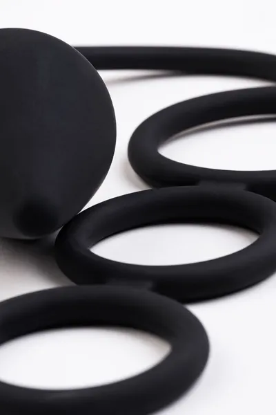 Erotist Analni čep sa erekcionim prstenom, silikon, crni, 20 cm, Ø 3,9 cm