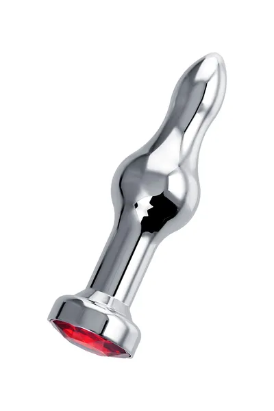 Analna čaura-Drkanje, metal, srebro, sa crvenim kristalom, 10 cm, Ø 2,8 cm, 75 g