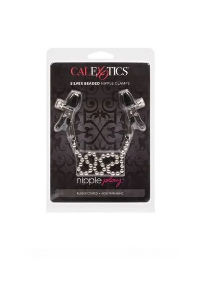 Kopče za štipaljke (nakit) za bradavice sa lancem Silver Beaded Nipple Clamps