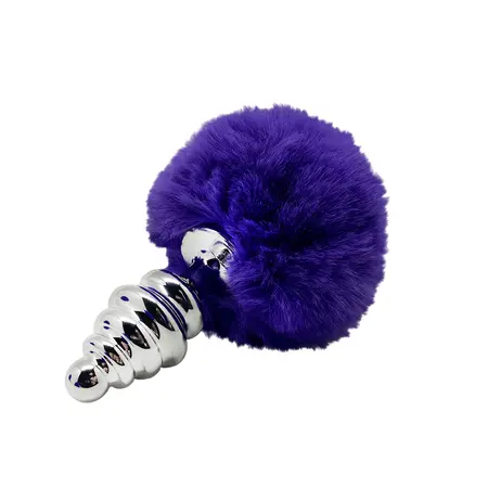 Analni čep Metal Anal Fluffly Twist Plug s Dark Purple 71009AL
