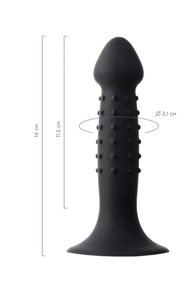 Analni dildo a-igračke Spikn, silikon, Crna, 14 cm