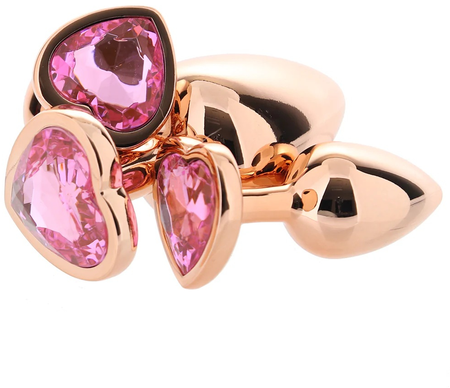 Aluminijumski Analni čep ružičasto zlato sa ružičastim kristalom u obliku srca (veličina S)