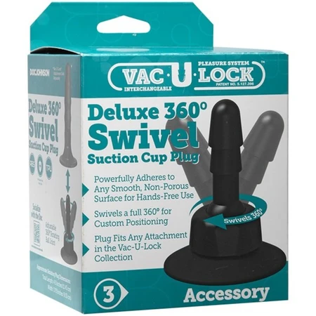 Dodatak za pričvršćivanje VAC-u-Lock™ Deluke 360° Svivel suction Cup plug-Black