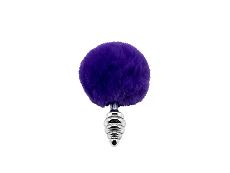 Analni čep Metal Anal Fluffly Twist Plug s Dark Purple 71009AL