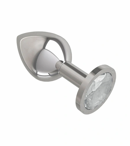Srebrna analna čaura sa prozirnim kristalom je srednja