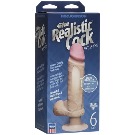 Vibromasažer realist 6 sa skrotumom na usisnoj čaši The Realistic® Cock UR3® Vibrating 6  - Vhite