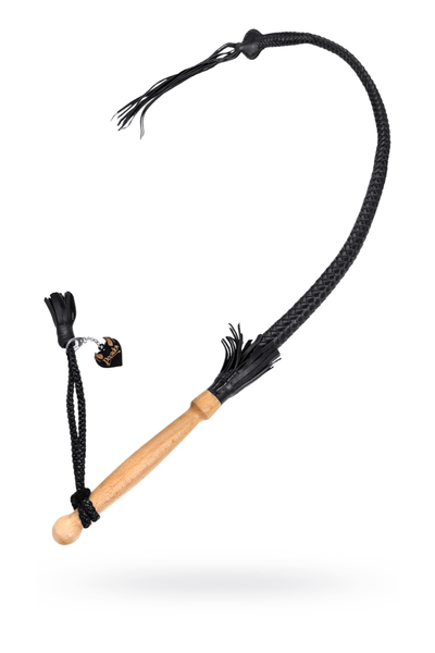 Bič pleteni Pecado BDSM, koža, crna, 85 cm