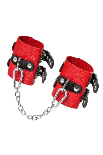 Pecado BDSM lisice, meke, dvostruke trake sa ušicama, prirodna koža, crveno-crne