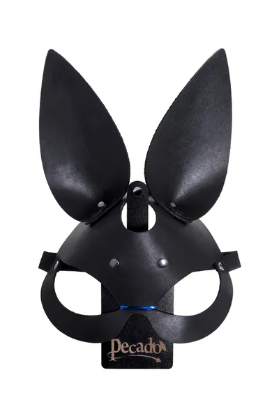 Pecado BDSM Maska, sa zečjim ušima, prirodna koža, crna
