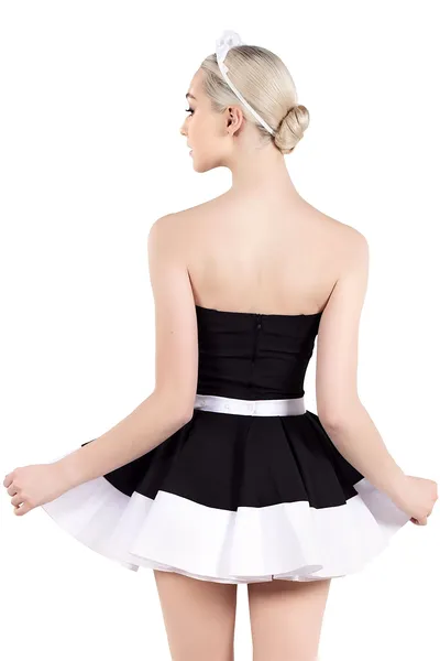 Donji deo kostima sluškinja, Pecado BDSM, suknja, crno-belo, 44-46