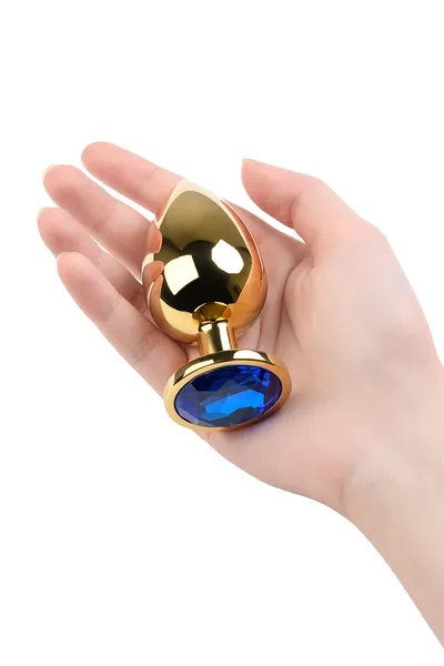 Analna čaura Metal bi TOIFA, metal, zlato, sa plavim kristalom, 9,5 cm, Ø 4 cm, 145 g