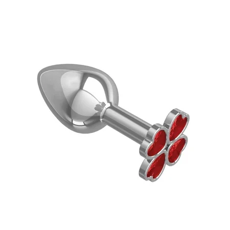 Analna čaura mala Srebrna detelina sa crvenim kristalom