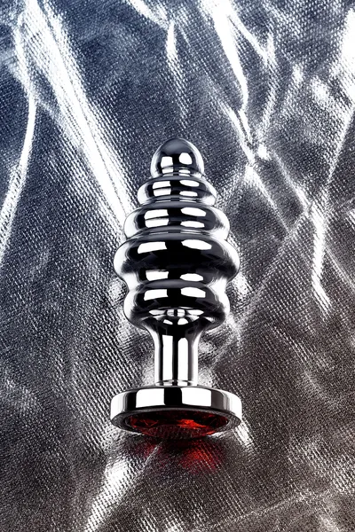 Analna čaura Metal bi TOIFA, metal, srebro, sa crvenim kristalom, 8 cm, Ø 3,5 cm, 95 g