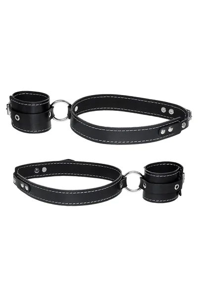 Pecado BDSM sistem vezivanja, za pričvršćivanje ruku na noge, koža, crna