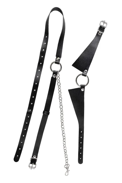 Portupea Choker-ogrlica Pecado BDSM, sa povodcem i karabinom u obliku prstena, koža, crna
