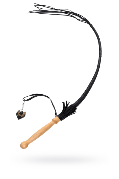 Bič pleteni Pecado BDSM, koža, crna, 75 cm