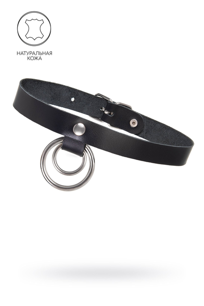 Choker-ogrlica Pecado BDSM, prsten u prstenu, koža, crna